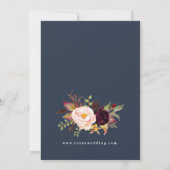 ネイビーフローラブルガンディリーフィー結婚式招待状 招待状 (裏面)