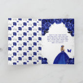 ネイビーフローラブロンドヘアガールハッピーバースデー カード (内部)