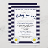 ネイビーフローラベ男女兼用ビーシャワー招待状 招待状 (正面/裏面)