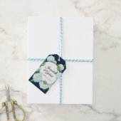 ネイビーフローラホワイトアジサイ優雅な結婚式 ギフトタグ (より糸付き)