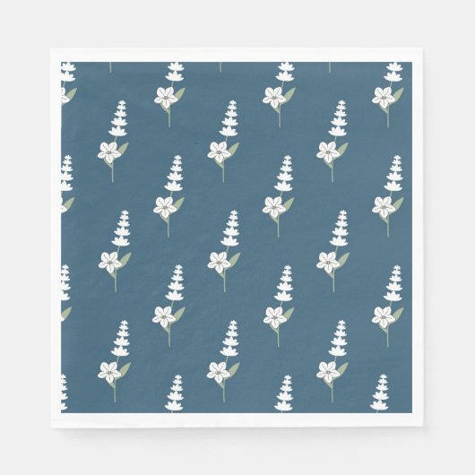 ネイビーフローラボヘミアン植物模様 スタンダードランチョンナプキン (正面)