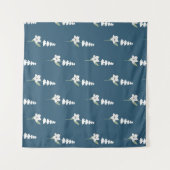 ネイビーフローラボヘミアン植物模様 タペストリー (正面(横))