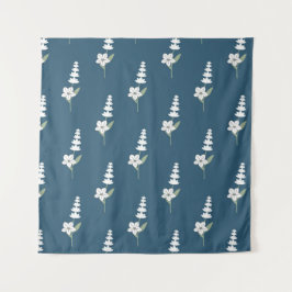 ネイビーフローラボヘミアン植物模様 タペストリー