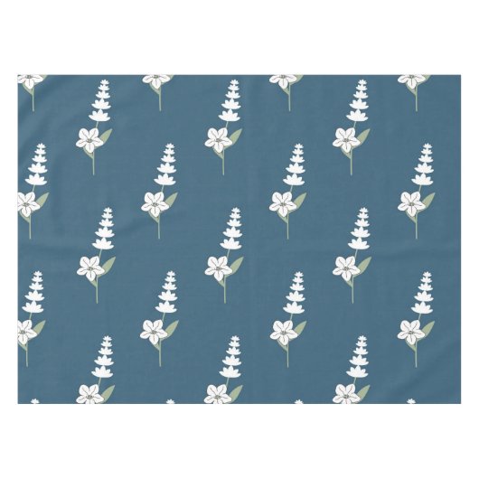 ネイビーフローラボヘミアン植物模様 テーブルクロス (正面(横))