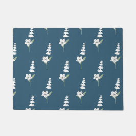 ネイビーフローラボヘミアン植物模様 ドアマット