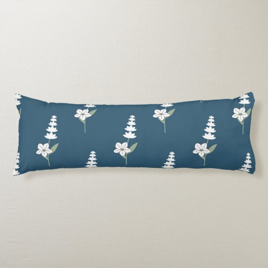 ネイビーフローラボヘミアン植物模様 ボディピロー (正面)