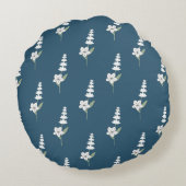 ネイビーフローラボヘミアン植物模様 ラウンドクッション (裏面)