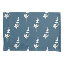 ネイビーフローラボヘミアン植物模様 枕カバー