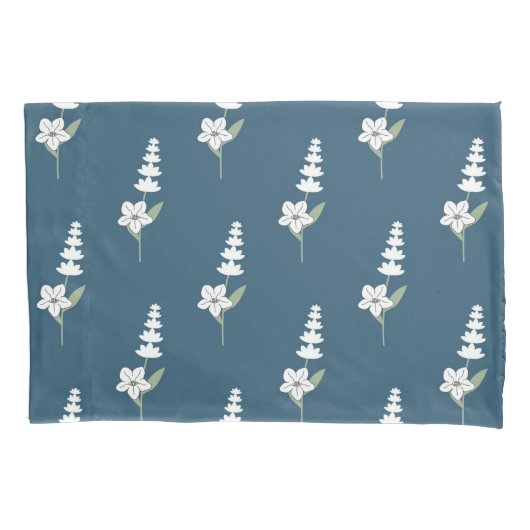 ネイビーフローラボヘミアン植物模様 枕カバー (正面)