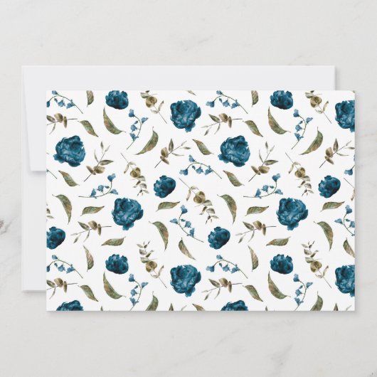 ネイビーフローラボーイベビー写真誕生発表 案内状 (裏面)