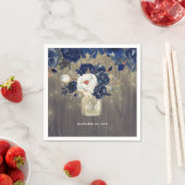 ネイビーフローラメイスンジャー素朴 スタンダードカクテルナプキン (インサイチュ)