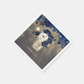 ネイビーフローラメイスンジャー素朴 スタンダードカクテルナプキン (角)