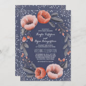 ネイビーフローラリースベビーズブ結婚リーズ 招待状 (正面/裏面)