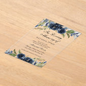 ネイビーフローラリーフ澄んアクリル記念事業 アクリル招待状 (レイダウン)