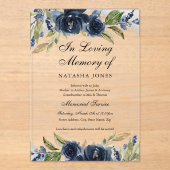 ネイビーフローラリーフ澄んアクリル記念事業 アクリル招待状 (正面)