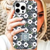 ネイビーフローラルモノグラム Case-Mate iPhoneケース
