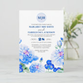 ネイビーフローラヴィンテージエレガント庭園の結婚式 招待状 (スタンド正面)