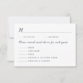 ネイビーフローラ幾何学銅粉の選択 出欠カード (裏面)