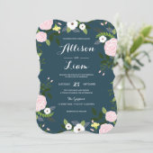 ネイビーフローラ庭園の結婚式招待状 招待状 (スタンド正面)