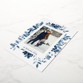 ネイビーフローラ水彩写真 箔シーズンカード (回転した状態)