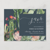 ネイビーフローラ砂漠のサボテンの葉は日付を保存 案内ポストカード (正面)