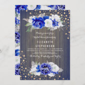 ネイビーフローラ素朴ブライダルシャワー 招待状 (正面/裏面)