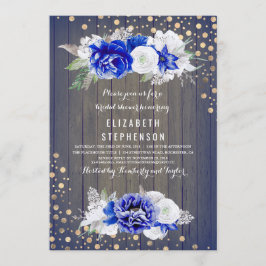 ネイビーフローラ素朴ブライダルシャワー 招待状