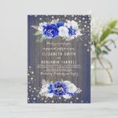 ネイビーフローラ素朴婚約パーティ 招待状 (スタンド正面)