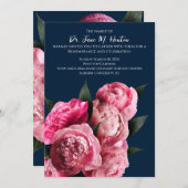 ネイビーフローラ葬儀記念のお知らせ011124D 招待状 (正面/裏面)