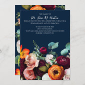 ネイビーフローラ葬儀記念のお知らせ011124F 招待状 (正面/裏面)