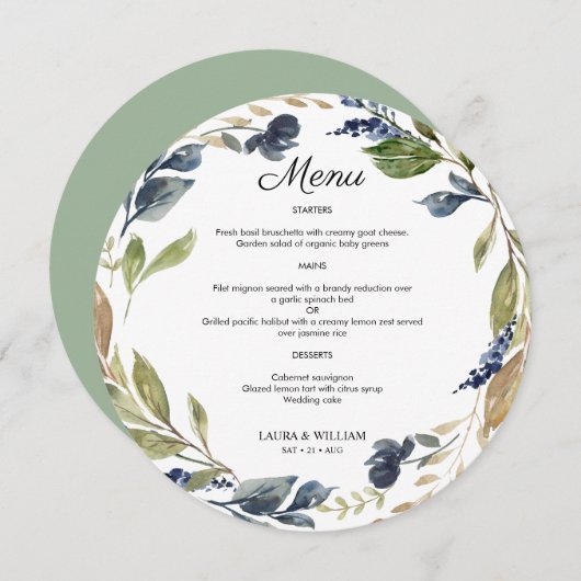 ネイビーフローラ離れグリーメニュー メニュー (正面/裏面)