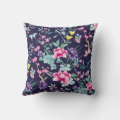 ネイビーフローラ&バタフライモノグラム装飾用クッション クッション (裏面)