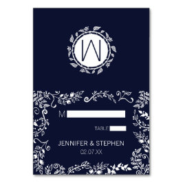 ネイビーブエレガントルーとホワイトのフローラ座席表 テーブルナンバー