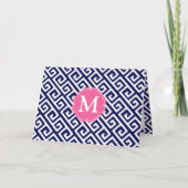 ネイビーブエレガントルーギリシャ鍵 ノートカード (正面)