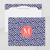 ネイビーブエレガントルーギリシャ鍵 招待状 (正面/裏面)