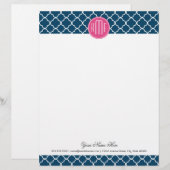 ネイビーブエレガントルークローバー（ピンクモノグラム付き） レターヘッド (正面/裏面)