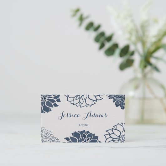 ネイビーブエレガントルーダリアフローラフロリスト 名刺 (スタンド正面)