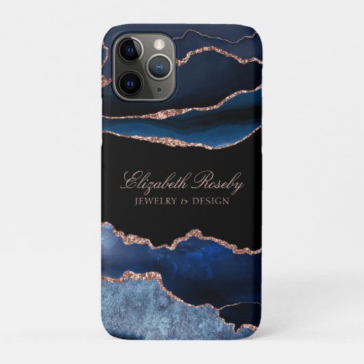 ネイビーブエレガントルーバラ金ゴールドエーゲートブラックビジネス Case-Mate iPhoneケース (裏)