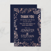 ネイビーブエレガントルーバラ金ゴールドフローラサンキューカード サンキューカード (正面/裏面)