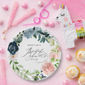 ネイビーブエレガントルーピンクローズフローラブライダルシャワー ペーパープレート (パーティー)