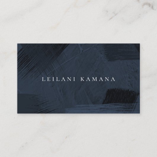 ネイビーブエレガントルーブラシテクスチャ 名刺 (正面)