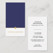 ネイビーブエレガントルーホワイト金ゴールド 名刺 (正面/裏面)
