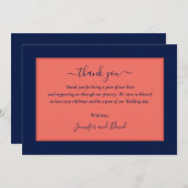 ネイビーブモダンルーとサンゴのサンキューカード サンキューカード (正面/裏面)