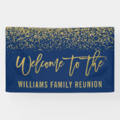 ネイビーブモダンルーフェイク金ゴールドグリッター懇親会 横断幕 (横)