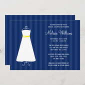 ネイビーブモダンルー&イエローガウンブライダルシャワー 招待状 (正面/裏面)