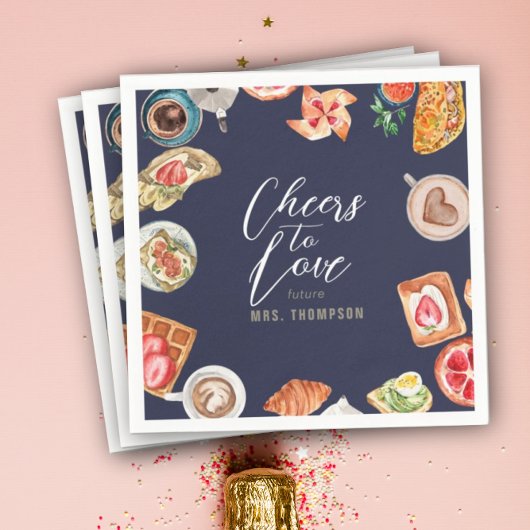 ネイビーブライダルブランチワッフルパンケーキ スタンダードカクテルナプキン