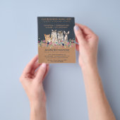 ネイビーブラウンかわいいペット猫たち チラシ (手)