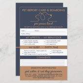 ネイビーブラウンかわいい犬の猫のロゴレポートの搭乗 (正面/裏面)