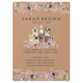 ネイビーブラウンかわいい犬グルーマー 小規模ビジネス 花 クリップボード (裏面)