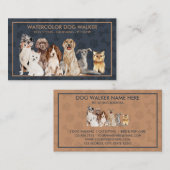 ネイビーブラウンの子犬 犬の足 ペットシッター ウォーカー 名刺 (正面/裏面)